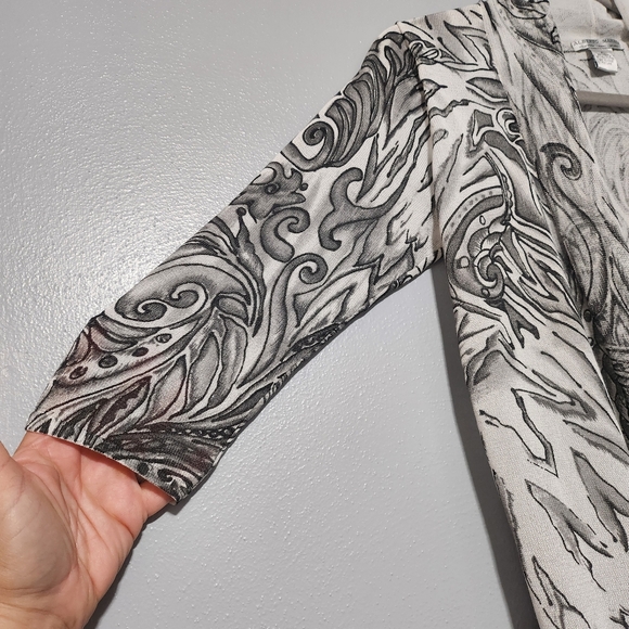 ALBERTO MAKALI Open Front Knit Cardigan Size XL ART TO WEAR Flowy Abstract Artsy - Picture 5 of 12